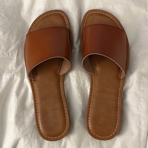 Michael Shannon Shoes - Sandals by Michael. Cognac leather slip on.